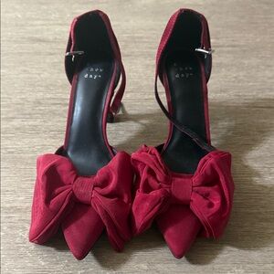 A New Day Women's Burgundy Bow Heels